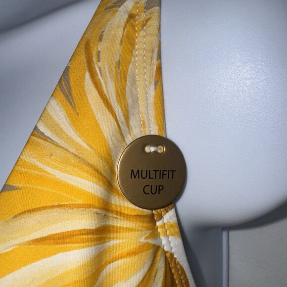 Niptuck Swimsuit Gold Yellow Floral Palm Print Multifit Cup Women 8 NWT - Picture 7 of 16